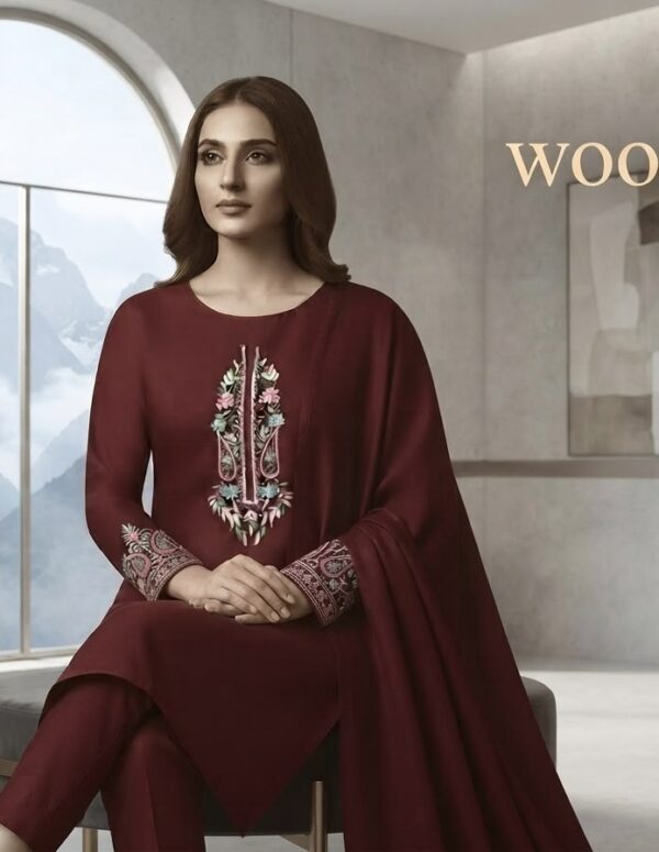 Thread embroidered Woolen Suit