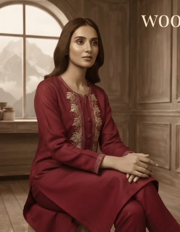 Suit with zari and threadwork embroidery