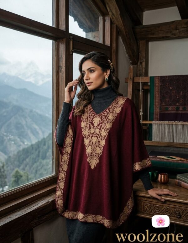 Kashmiri Embroidered Wool Cape